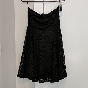 NWOT Express S black crochet optional strap dress